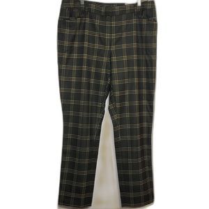 NWT WHBM Slim Ankle Pant Size 10 Black, White, Marigold Plaid